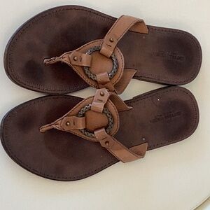 Bottega Veneta Brown Leather Flip Flops size 37.5